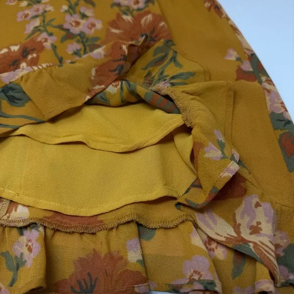 Reformation Scarlett V-Neck Mini Dress Orange Floral Size 4 - Picture 9 of 12